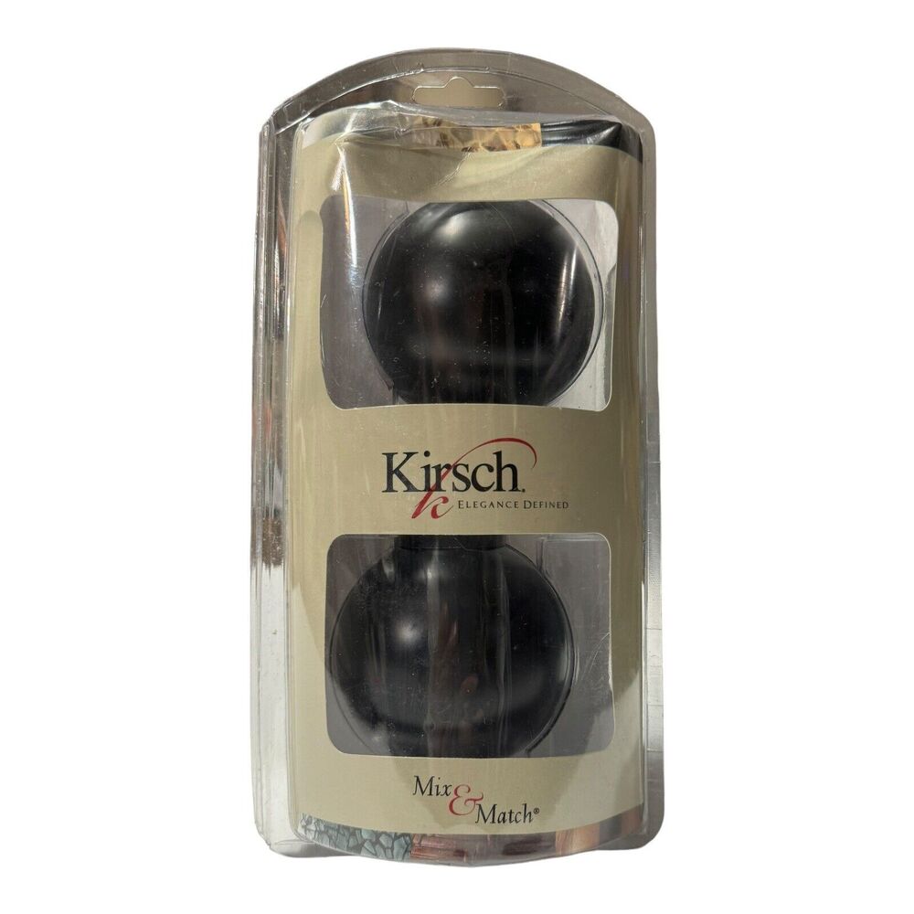 Kirsch Finials Curtain Rod End Pieces Round  Black‎  Fits 1 3/8" Pole New